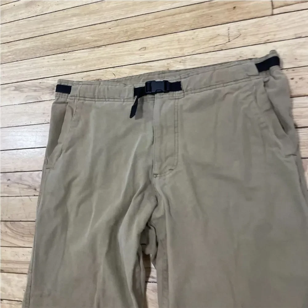 PRANA Brown Twill Carpenter Pants Mens XL Made USA Wide Belted Outdoor 38x28